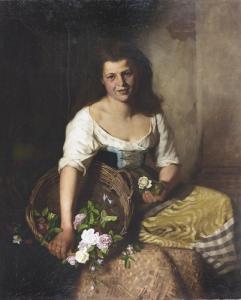 BAUER Josef Anton 1820-1904,Porträt einer jungen Frau in Tracht.,1873,Dobiaschofsky CH 2007-05-01