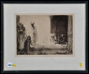 BAUER M 1800-1900,a North African street scene with figures seated i,Anderson & Garland 2018-01-25