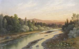 BAUER M 1800-1900,Flusslandschaft bei Sonnenuntergang.,Dobiaschofsky CH 2004-05-01