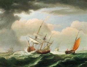 BAUER Nicolaas 1767-1820,Sailing Boats on Rough Seas,Palais Dorotheum AT 2018-02-27