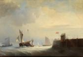 BAUER Nicolaas 1767-1820,Schepen in storm nabij de haven,Zeeuws NL 2017-06-09