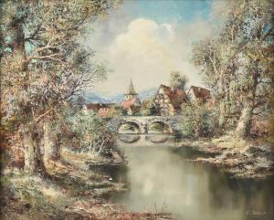 BAUER Willi 1923,Roman Bridge by the Town,Simpson Galleries US 2020-09-20