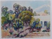BAUERREIS Ida Maria 1902-1994,spanische Landschaft mit Bäumen und Haus,Georg Rehm DE 2016-04-28