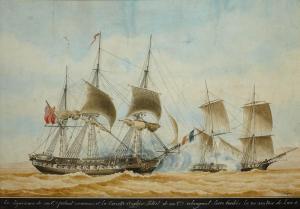 BAUGEAN Jean Jérôme 1764-1830,Combat naval devant Marseille,Aguttes FR 2013-12-19