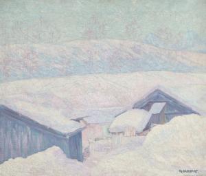 BAUKNECHT Philipp 1884-1933,Ställe im Winter,1916/1920,Germann CH 2023-11-27