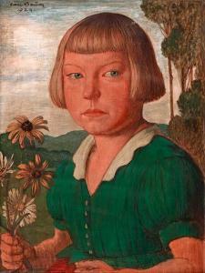 BAUM Carl 1892-1966,Girl with field flowers,1924,Kaupp DE 2020-11-20