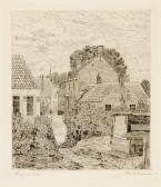 BAUM Paul 1859-1932,Blick auf winklige Straße an Häusern und auf das R,Lempertz DE 2019-11-29