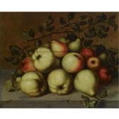 BAUMANN Jan, Johannes,A STILL LIFE WITH PEARS AND APPLES ON A STONE LEDG,Sotheby's 2008-05-07