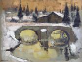 BAUMANN Jean Henri 1801-1858,Pont sur le Doubs sous la neige,Millon & Associés FR 2007-10-19