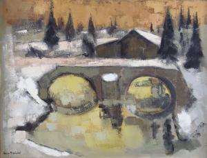BAUMANN Jean Henri 1801-1858,Pont sur le Doubs sous la neige,Millon & Associés FR 2007-10-19