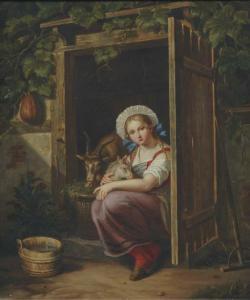 BAUMANN Julius 1800,Girl at the stable door,1834,Christie's GB 2005-01-25