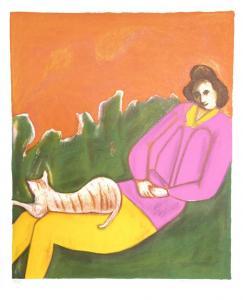 BAUMBACH Harold 1903-2002,Woman and Cat,1975,Ro Gallery US 2022-10-27