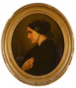 BAUMES Amedee 1820,Portrait d'une femme en noir de profil,1851,Aguttes FR 2023-05-17