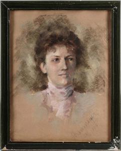 BAUMEYER Helene 1875-1954,Porträt einer jungen Frau,1899,Leipzig DE 2016-07-02