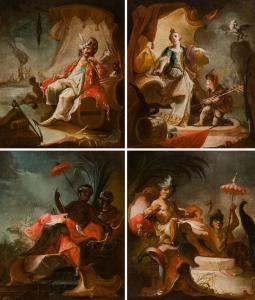 BAUMGARTNER Johann Wolfgang 1712-1761,Allegorien der Erdteile Europa, Afrika,im Kinsky Auktionshaus 2023-11-28