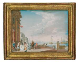 BAUMGARTNER Johann Wolfgang,Merry company on a terrace by the sea in Naples,1740,Lempertz 2023-11-16