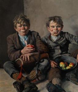 BAUMGARTNER Thomas 1892-1962,Two Boys Eating Apples,Palais Dorotheum AT 2022-02-22