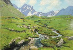 BAUR Heinrich 1862-1936,Summer Alpine Landscape,Jackson's US 2011-11-15
