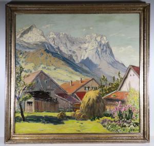 BAURIEDL Otto,Sommertag bei Partenkirchen mit Häusern und Blick ,1940,Palais Dorotheum 2019-12-12