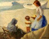 BAUTISTA SOLER BLASCO Juan 1920-1984,Mujeres con niños en la playa,Arce ES 2015-12-15