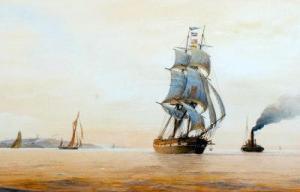 BAXENDALE John 1919-1982,A Trading Brig Leaving the Blackwater, Essex,1977,David Lay GB 2014-04-03