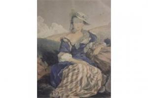 BAXTER Adeline 1910,Seated lady holding a wheat sheaf,c.1800,Crow's Auction Gallery GB 2015-06-10