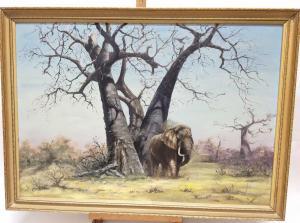 BAXTER,an African elephant beneath a tree,1978,Reeman Dansie GB 2021-08-15