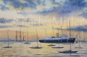 BAXTER Colin M 1900-2000,Sunset at Cowes H.M.Y. \‘Britannia\’,1930,Charles Miller Ltd GB 2021-11-02