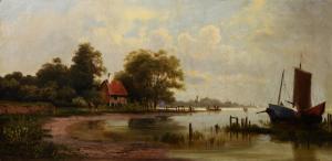 BAYER J,Landscape with an estuary,1876,Capes Dunn GB 2023-08-08