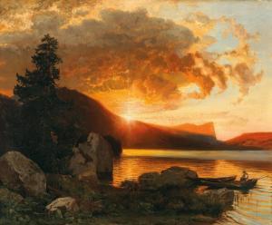 BAYER Julius 1840-1883,Lake Mondsee at Dusk,1873,Palais Dorotheum AT 2022-12-12
