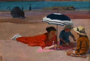 BAYES Walter John 1869-1956,Woman and children on the beach,Woolley & Wallis GB 2022-12-14