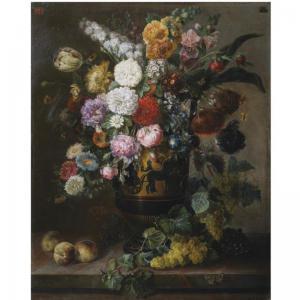 BAYLE Bertrand Georges,A STILL LIFE OF ROSES, PEONIES, CARNATIONS, TULIPS,1818,Sotheby's 2008-12-04