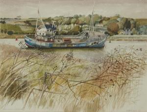 BAYLY Clifford John 1927,Wreck on the Dee, Kirkcudbright,1983,Rosebery's GB 2023-06-06