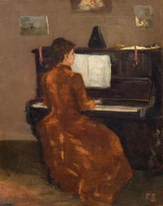 BAZILLE Frédéric 1841-1870,Jeune fille au piano,1866/67,Galerie Koller CH 2022-07-01