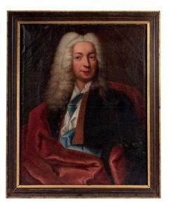 BAZIRAY Charles 1730-1755,Portrait d'homme à la cravate bleue.,1732,Damien Leclere FR 2018-11-26