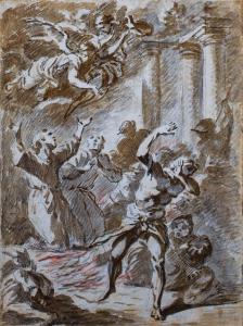 BAZZANI Giuseppe 1690-1769,Étude pour une composition avec deux saints fran,Pierre Bergé & Associés 2022-05-20