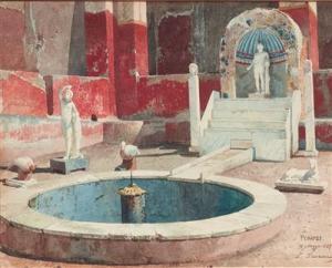 BAZZANI Luigi 1836-1927,View into a House with Atrium, Pompeii,1878,Palais Dorotheum AT 2019-02-19