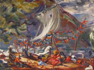 BEACH PORTER Beata 1911-2006,Boat with Figures,Litchfield US 2012-04-25