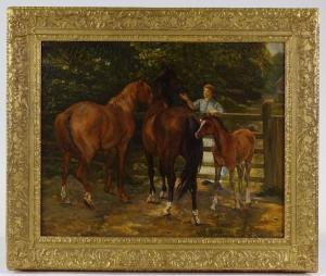 BEADLE James Prinsep Barnes,horses and foal by the field gate,Burstow and Hewett 2018-11-15