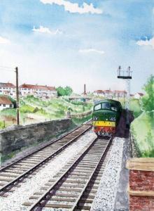 BEALE A.S 1900-1900,A diesel-hauled passenger train leaving a town,1995,Dreweatt-Neate GB 2011-03-15