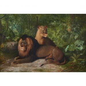 BEARD James Henry 1812-1893,Lion and Lioness,1869,Clars Auction Gallery US 2022-12-18