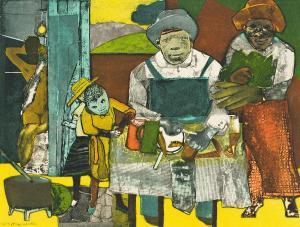 BEARDEN Romare Howard 1911-1988,The Family,1975,Swann Galleries US 2024-04-04