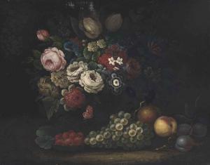 BEARDMORE William 1822-1826,Roses, Tulips, Honeysuckle, Delphinium,Christie's GB 2015-10-06