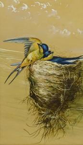 BEARDSLEY George O 1867-1938,Swallows in a Nest,David Duggleby Limited GB 2019-09-13