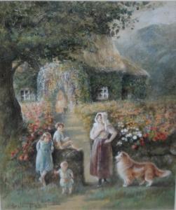 BEATRIX pollitt,Depicting a country cottage with figures in the fo,Cuttlestones GB 2017-09-14