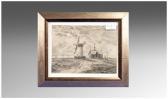 BEATTIE Edwin Robert 1845-1917,Moonlit Coastal Scene, windmill,Gerrards GB 2013-03-07