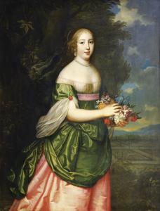 BEAUBRUN Henri 1603-1677,PORTRAIT D'UNE JEUNE FEMME TENANT UN BOUQUET DE FL,Sotheby's GB 2016-09-20