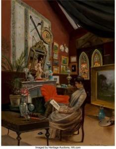 BEAUDUIN Jean 1851-1916,In the artist's studio,1887,Heritage US 2022-09-08