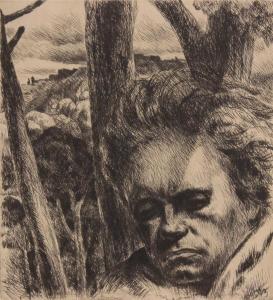 BEAUFRERE Eugene Henri 1876-1960,Portrait d'homme dans les bois,Ruellan FR 2018-05-05