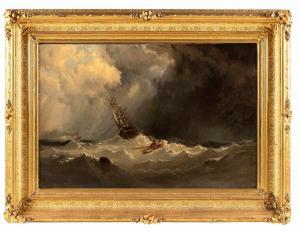 BEAULIEU Emile Faure 1850-1870,A ship battling strormy seas,Eldred's US 2022-08-05